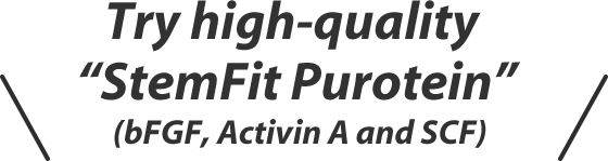 Try high-quality “StemFit Purotein”  (bFGF, Activin A and SCF)